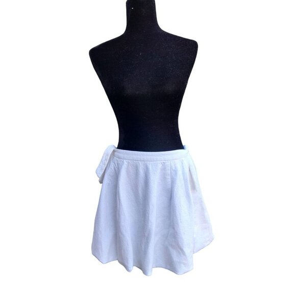Womens Size 8 Coquette Casual Tie Accent Textured Summer Mini Skirt Cream - Picture 2 of 10